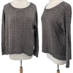 Theory Scoop Neck Knit Sweater Wool Baby Alpaca Silk Blend Gray Black Womens M